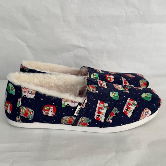 Toms Alpargata Paper Source Holiday Camper Christmas Ortholite Blue Shoes 7.5 - Picture 7 of 15